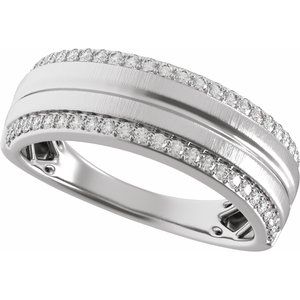 Matte - Declan - 14K White Gold 1/2 CTW Natural Diamond Tapered Comfort-Fit Half Round Band