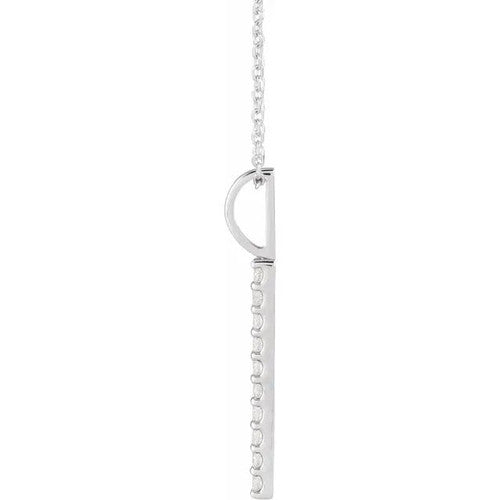 14K Gold 1/6 CTW Diamond Vertical Bar 16-18" Necklace 14K White Gold