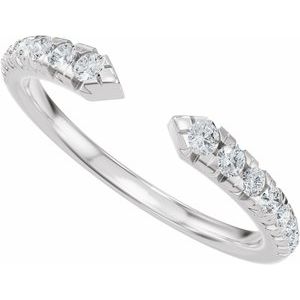 Unique - Addison - 14K White Gold 1/4 CTW Natural Diamond French-Set Open Band Size 4
