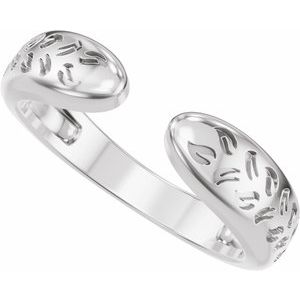 Plain - Rylee - 14K White Gold 3 mm Nature-Inspired Open Band Size 4