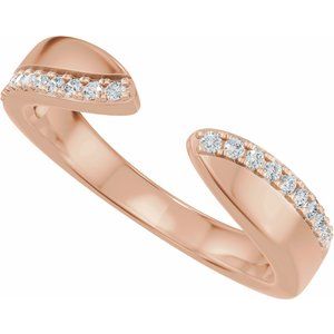 Unique - Lyla - 14K Rose Gold 1/8 CTW Natural Diamond Pinched Open Band Size 4
