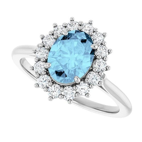 14K Gold Natural Aquamarine & 3/8 CTW Natural Diamond Ring 14K White Gold