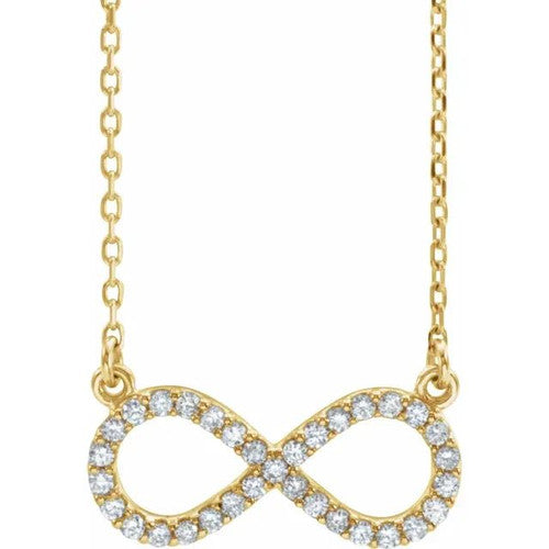 14K Gold 1/8 CTW Natural Diamond Infinity 16 1/2" Necklace 14K Yellow Gold
