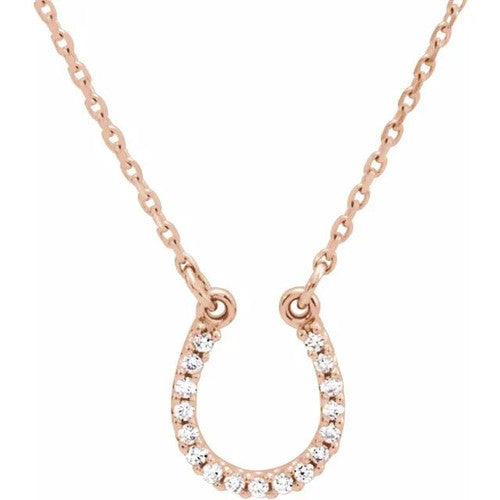 14K Gold .07 CTW Natural Diamond Horseshoe 16" Necklace 14K Rose Gold