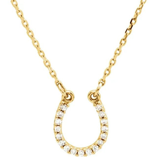 14K Gold .07 CTW Natural Diamond Horseshoe 16" Necklace 14K Yellow Gold