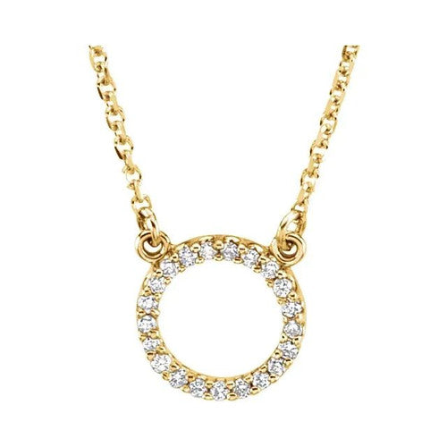 14K Gold .08 CTW Natural Diamond Circle 16" Necklace 14K Yellow Gold