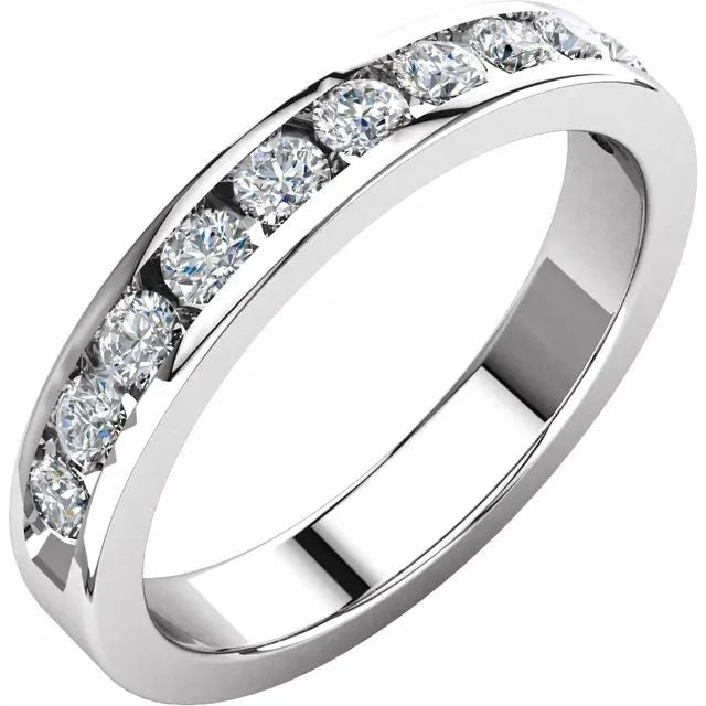 14K Gold 2.5 ct Pear shap CTW Round Natural Diamond Anniversary Band 14K White Gold