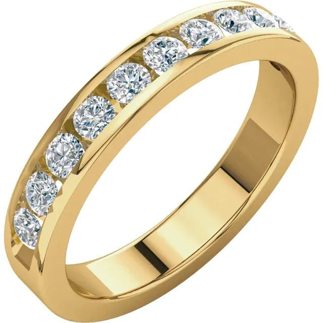 14K Gold 2.5 ct Pear shap CTW Round Natural Diamond Anniversary Band 14K Yellow Gold