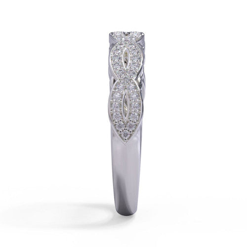Charmaine - Women's 14k Gold Wedding Band with a Braided Design 14K White Gold - Natural Diamond