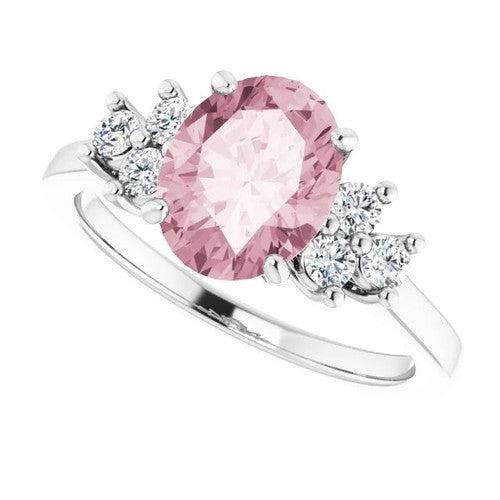 14K Gol Natural Pink Morganite & 1/5 CTW Natural Diamond Ring 14K White Gold