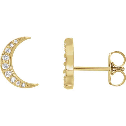 14K Gold 1/10 CTW Diamond Crescent Moon Earrings 14K Yellow Gold