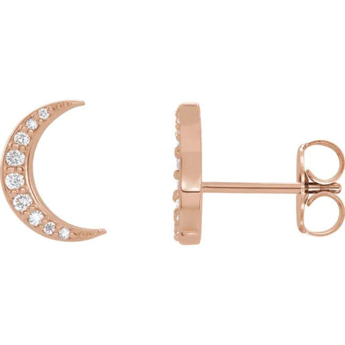 14K Gold 1/10 CTW Diamond Crescent Moon Earrings 14K Rose Gold