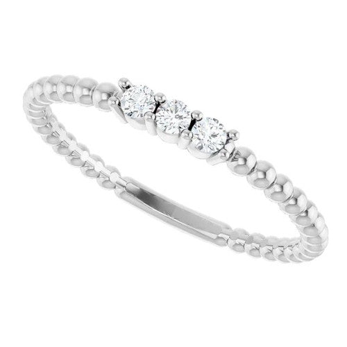14K Gold 1/10 CTW Natural Diamond Beaded Ring 14K White Gold