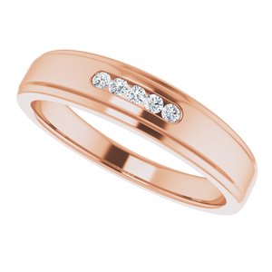 Hammered - Jude - 14K Rose Gold 1/10 CTW Natural Diamond 5-Stone Band
