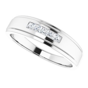 Hammered - Jude - 14K White Gold 1/4 CTW Natural Diamond 5-Stone Band