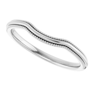 Plain - Anna - 14K White Gold Beaded Edge Contour Band