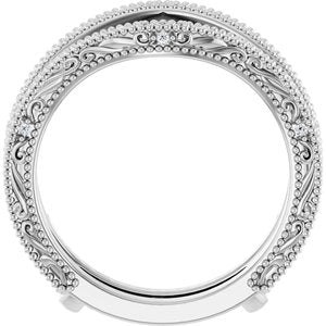 Nature - Rosa - 14K White Gold .05 CTW Natural Diamond Ring Guard