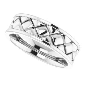 Classic - David - Platinum 6 mm Woven-Design Band Size 7