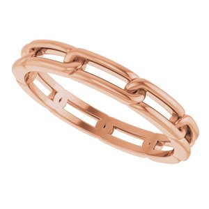 Classic - Jacob - 14K Rose Gold 3 mm Chain Link Band Size 7