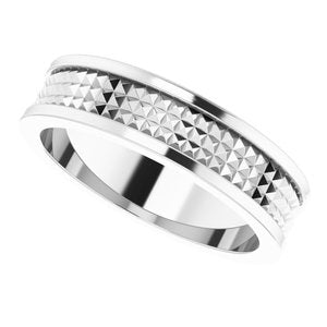 Hammered - Weston - Platinum 5 mm Geometric Pyramid Band