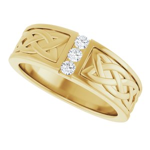 Hammered - William - 14K Yellow Gold 1/5 CTW Natural Diamond Band