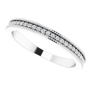Pave - Opal - 14K White Gold 1/6 CTW Diamond Milgrain Matching Band