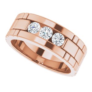 Hammered - Beau - 14K Rose Gold 5/8 CTW Natural Diamond Band