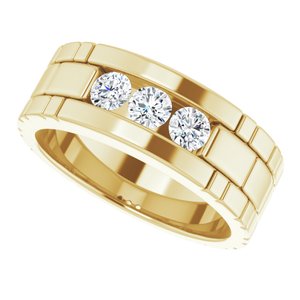Hammered - Beau - 14K Yellow Gold 5/8 CTW Natural Diamond Band