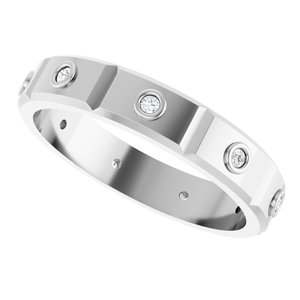 Unique - Oliver - Platinum 1/10 CTW Mens Natural Diamond Band Size 7