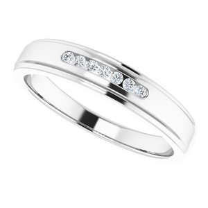 Hammered - Julian - 14K White Gold 1/10 CTW Natural Diamond Band