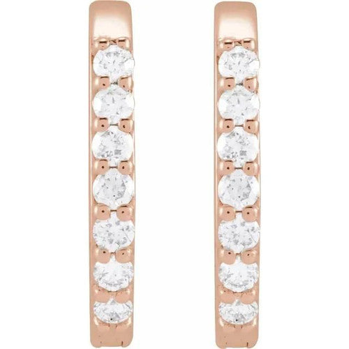 14K Gold 1/8 CTW Natural Diamond 12 mm Hoop Earrings 14K Rose Gold