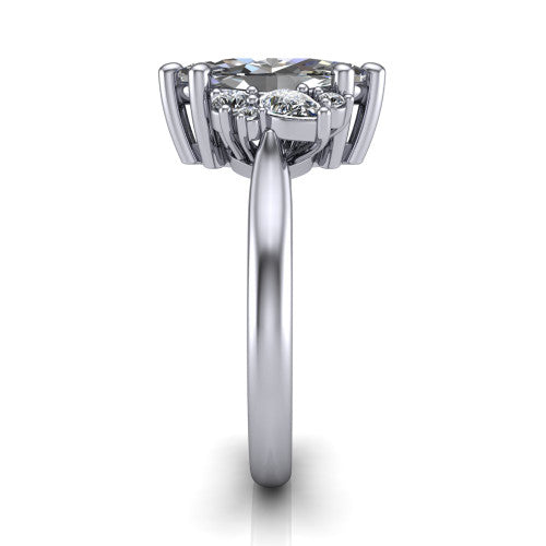 Evie Marquise Shape Three Stone Engagement Ring in Platinum