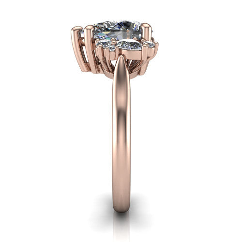 Evie Pear Shape Three Stone Engagement Ring in 18K Rose Gold