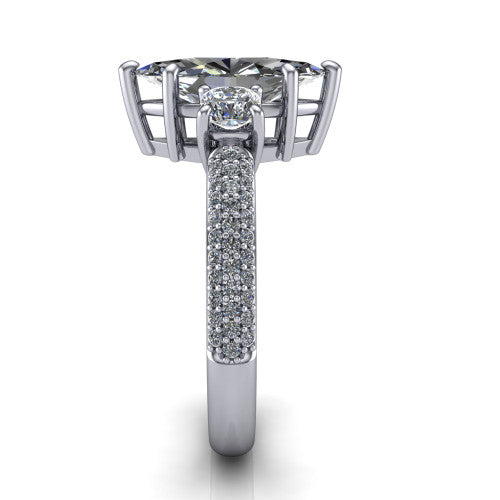Valentina Marquise Shape Three Stone Engagement Ring in Platinum