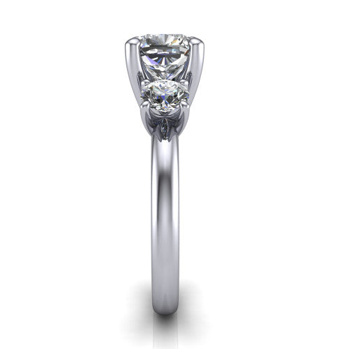 Adalynn Cushion Shape Three Stone Engagement Ring in Platinum