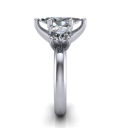 Adalynn Marquise Shape Three Stone Engagement Ring in Platinum