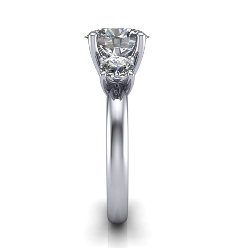 Adalynn Oval Shape Three Stone Engagement Ring in Platinum