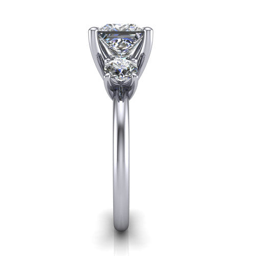 Adalynn Princess Shape Three Stone Engagement Ring in Platinum