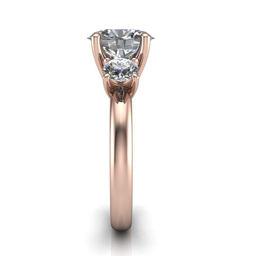 Adalynn Oval Shape Three Stone Engagement Ring in 18K Rose Gold