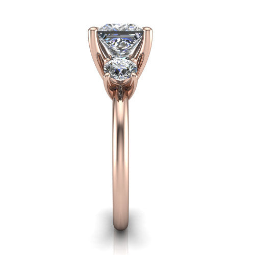 Adalynn Princess Shape Three Stone Engagement Ring in 18K Rose Gold