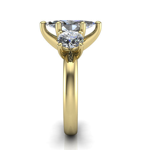 Adalynn Marquise Shape Three Stone Engagement Ring in 14K Yellow Gold