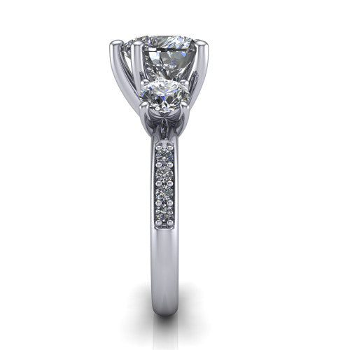 Alice Heart Shape Three Stone Engagement Ring in 18K White Gold