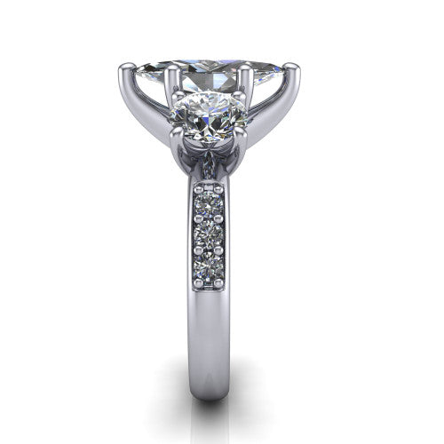 Alice Marquise Shape Three Stone Engagement Ring in Platinum