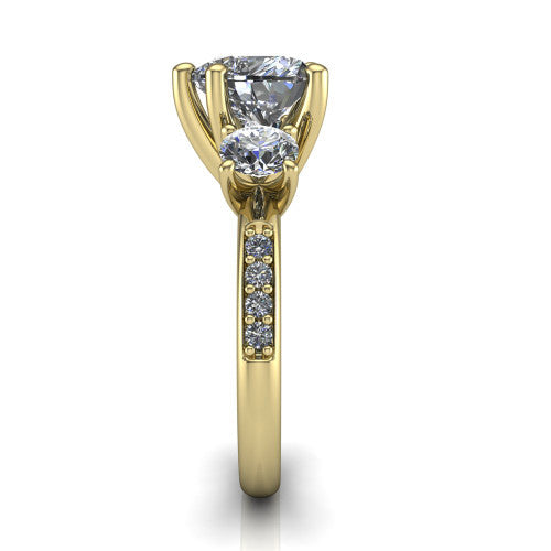 Alice Heart Shape Three Stone Engagement Ring in 18K Yellow Gold