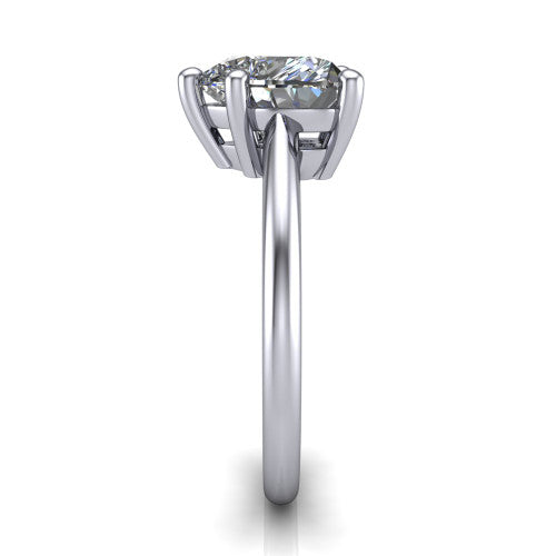 Avery heart classic solitaire engagement ring in 14K White Gold, side profile showing the smooth polished band and the open basket beneath the heart center