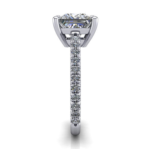 Abigail Princess Shape Classic Engagement Ring in 18K White Gold