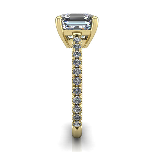 Abigail Square Emerald Shape Classic Engagement Ring in 14K Yellow Gold