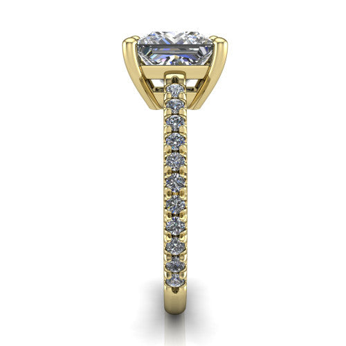 Abigail Princess Shape Classic Engagement Ring in 14K Yellow Gold