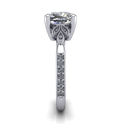Lora Cushion Shape Solitaire Engagement Ring in Platinum