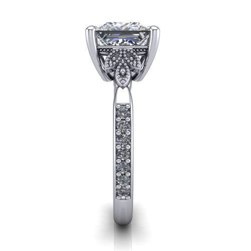 Lora Princess Shape Solitaire Engagement Ring in Platinum